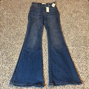 WARP WEFT Pull On Dubai Flare Jeans Blue Denim Women Size 26